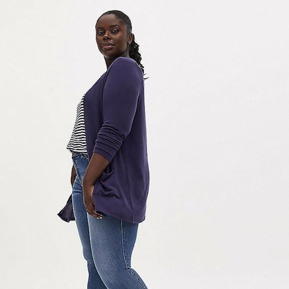 Torrid 1X 14-16 Navy Hacci Open Straight Front Cardigan - Picture 4 of 4